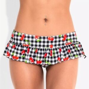 Cherry Gingham Ruffle Skirt Swim Bottoms Hot Topic - Medium